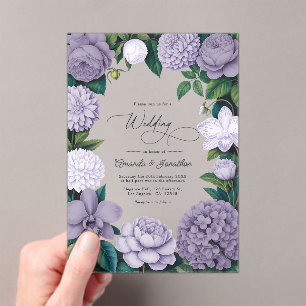 Lavender Smoke, Lilac Ash & Moonstone Wedding Acrylic Invitations