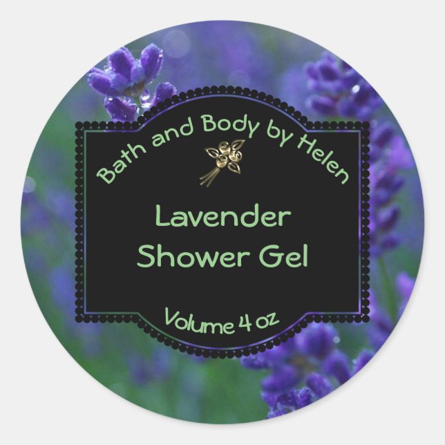 Lavender Soap Label - circle with black frame (Front)