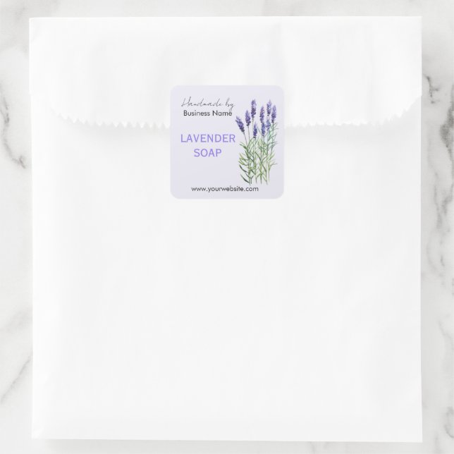 Lavender soap painted with watercolors square sticker (Bag)