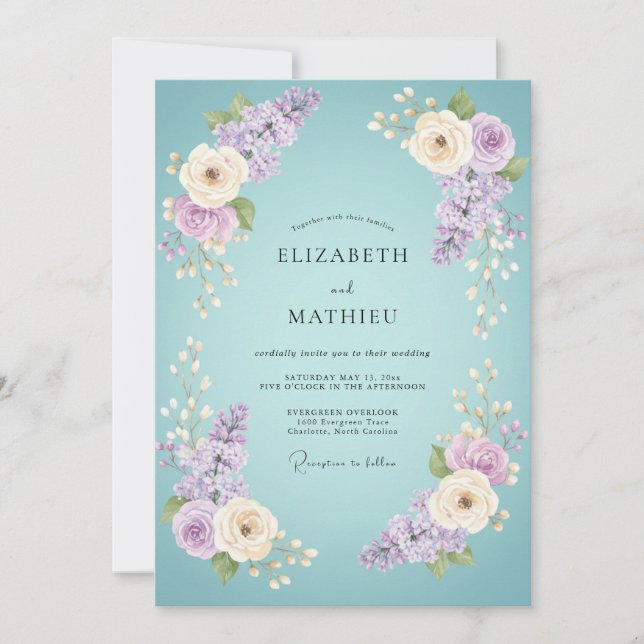 Lavender Soft Botanical Romance Wedding Invitation (Front)