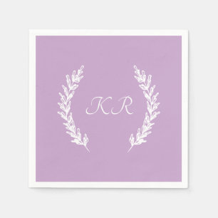 Lavender Soft Purple Floral Monogram Wedding  Napkin