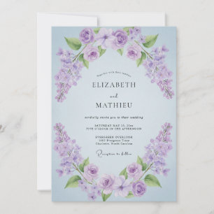 Lavender Soft Watercolor Floral Wedding Invitation