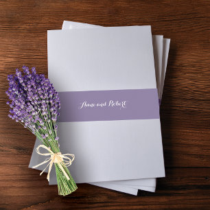 Lavender Solid Personalised Wedding Invitation Belly Band