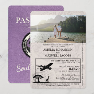 Lavender South Africa Passport Wedding Invitation