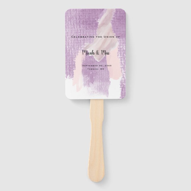 Lavender Splash Wedding Ceremony Program Hand Fan (Front)