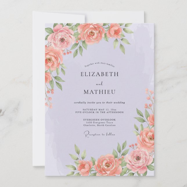 Lavender Splendid Spring Wedding Invitation (Front)