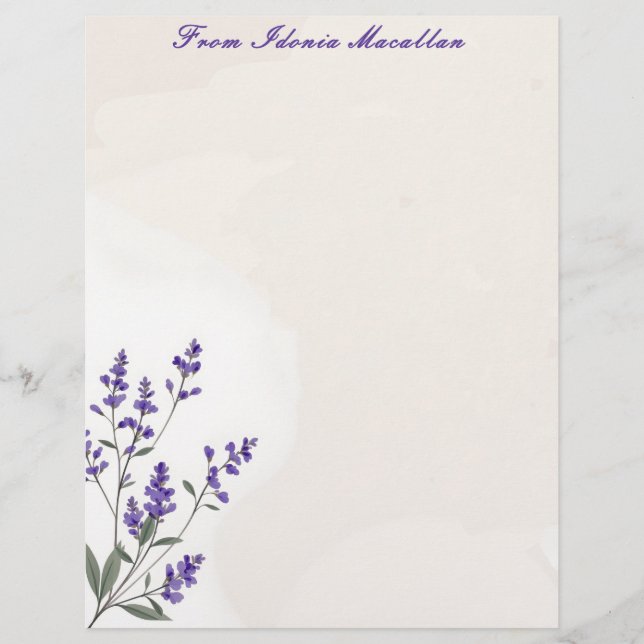 Lavender Sprig Custom Letterhead (Front)