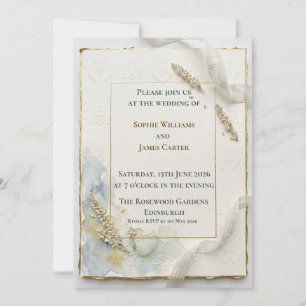 Lavender Sprig Gold Foil Celtic Wedding Invitation
