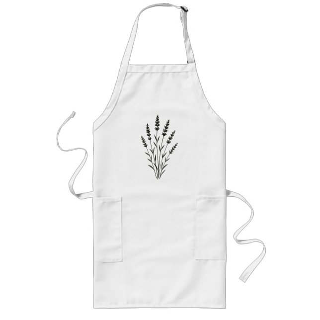 Lavender Sprigs – Minimalist Botanical Design on Long Apron (Front)