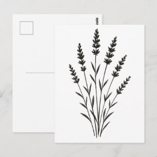 Lavender Sprigs – Minimalist Botanical Design on Postcard