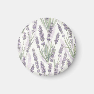 Lavender Sprigs Watercolor Botanical Pattern Magnet