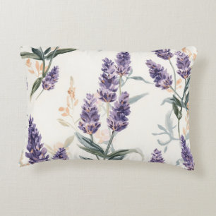 Lavender Sprigs Watercolor Botanical Purple Floral Decorative Cushion