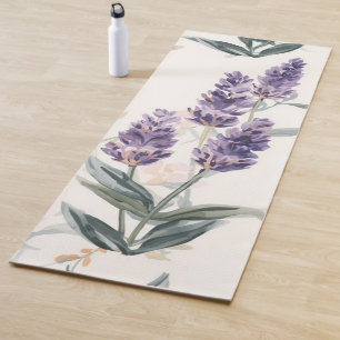 Lavender Sprigs Watercolor Botanical Purple Floral Yoga Mat
