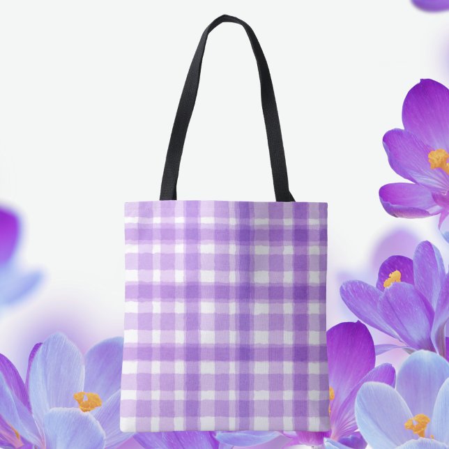 Lavender Spring Plaid Tote Bag (Creator Uploaded)