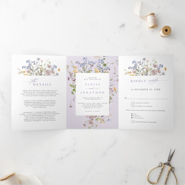 Lavender Spring Wildflower Garden Wedding Invite   (Inside)