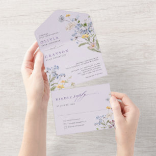 Lavender Spring Wildflower Meadow Garden Wedding All In One Invitation