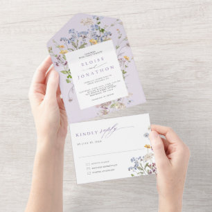 Lavender Spring Wildflower Meadow Garden Wedding   All In One Invitation