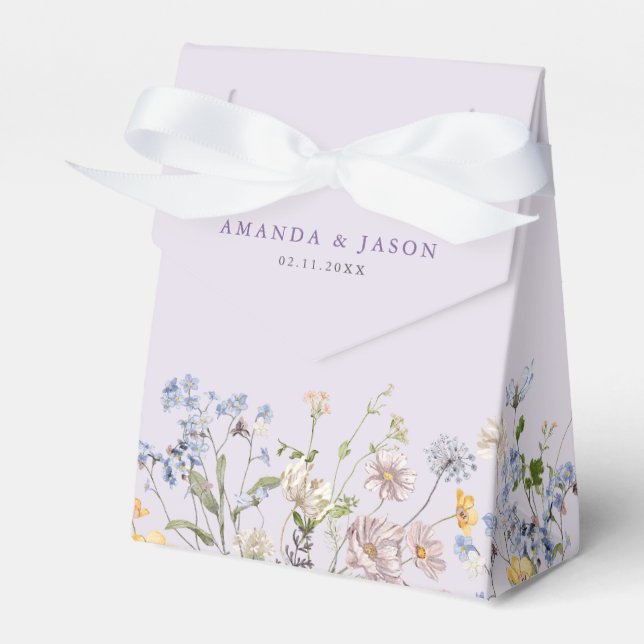 Lavender Spring Wildflower Meadow Garden Wedding  Favour Box (Front Side)