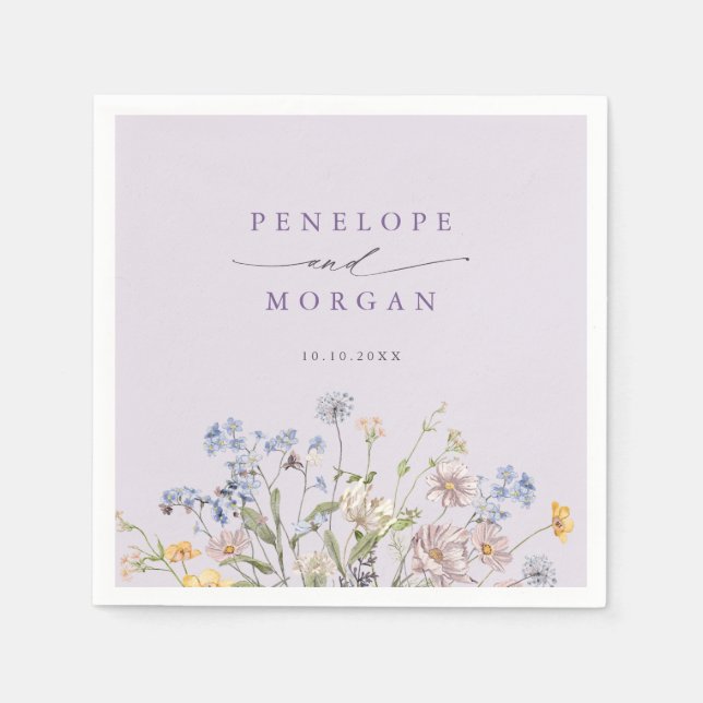 Lavender Spring Wildflower Meadow Garden Wedding  Napkin (Front)