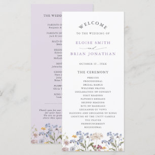 Lavender Spring Wildflower Meadow Garden Wedding  Programme
