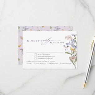Lavender Spring Wildflower Meadow Garden Wedding  RSVP Card
