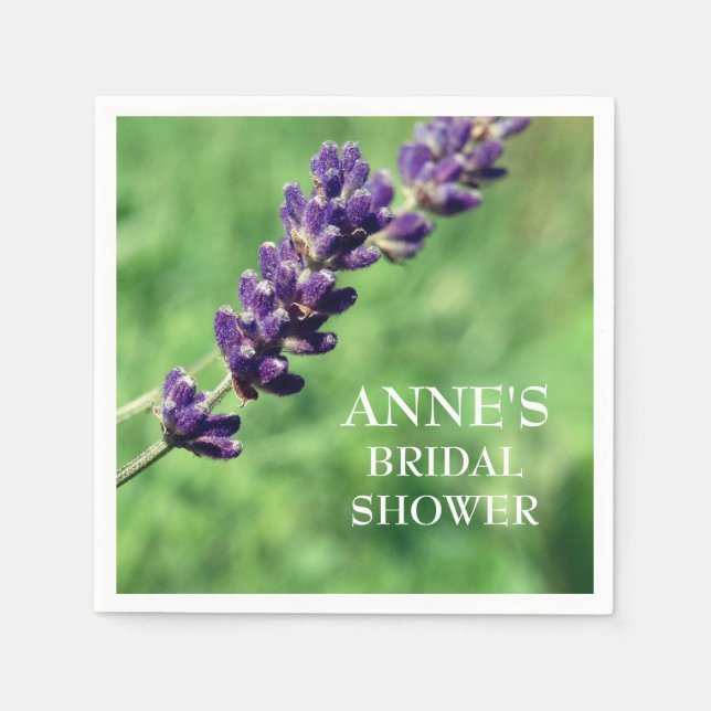 Lavender stalk, Bridal Shower Paper Napkins (Front)