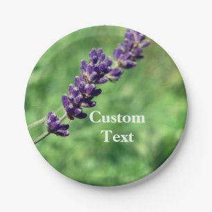 Lavender Stalk Photo Custom Text Paper Plates