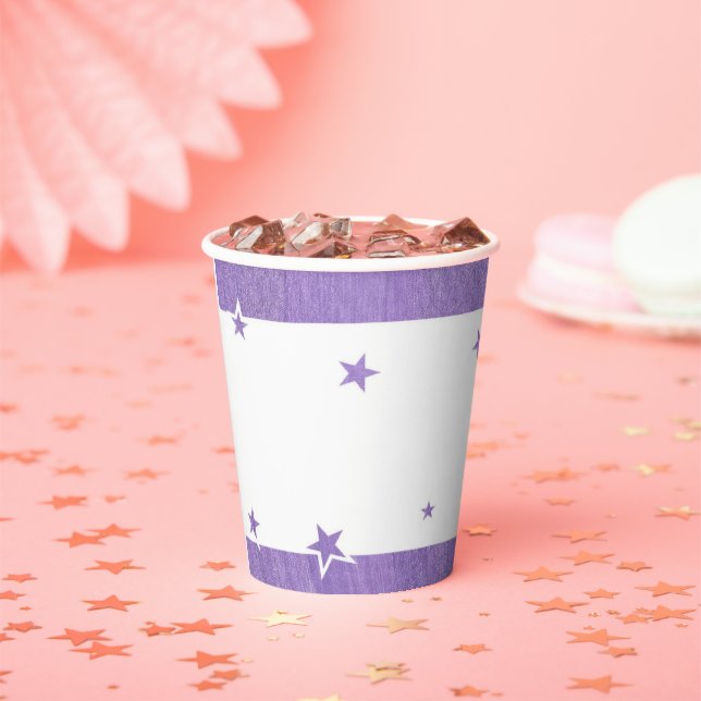 Lavender Star Border Paper Cups for Wedding, Party (Insitu)