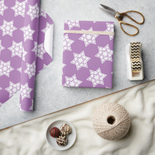 Lavender Star of David Jewish Wrapping Paper