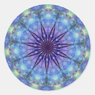 Lavender Starburst Mandala Round Stickers