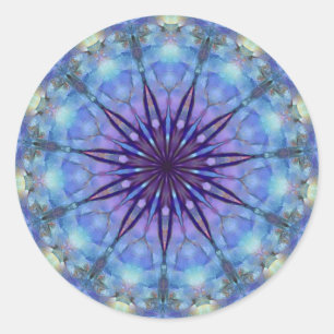 Lavender Starburst Mandala Round Stickers