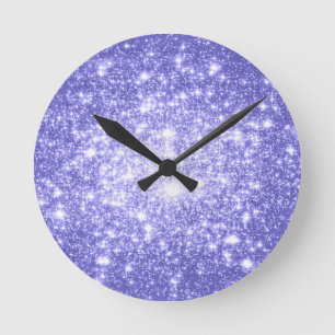 Lavender Stars Round Clock