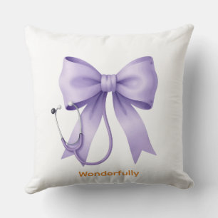 Lavender Stethoscope Bow Art Cushion