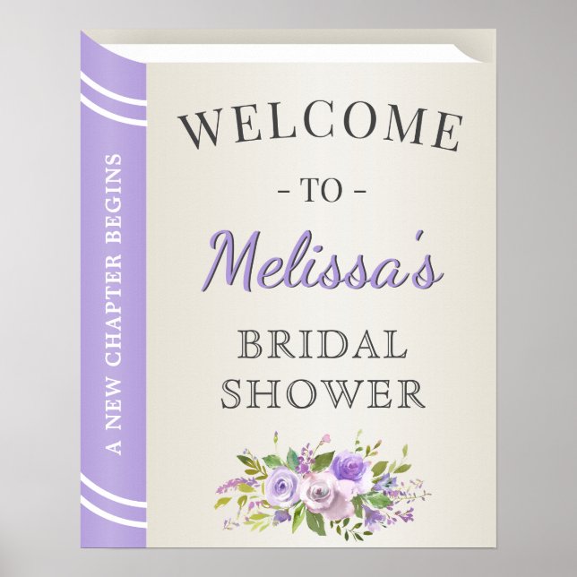 Lavender Storybook Cover Bridal Shower Welcome Poster (Front)