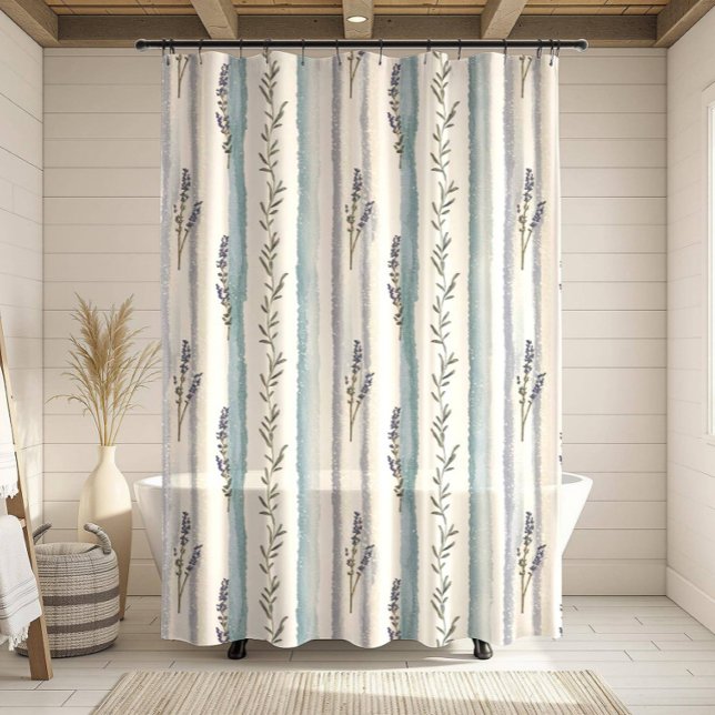 Lavender Striped  Shower Curtain (Creator Uploaded)