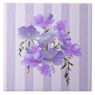 Lavender Stripes and Lavender-Coloured Bouquet Tile