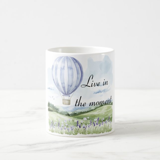 Lavender Stripes Balloon Floral Bridal Shower Coffee Mug (Center)