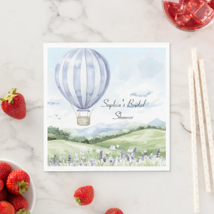 Lavender Stripes Balloon Floral Bridal Shower Napkin