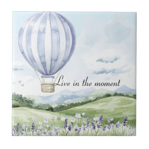 Lavender Stripes Balloon Floral Bridal Shower Tile