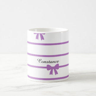 Lavender stripes bows coquette with name coffee mug