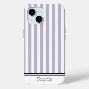 Lavender Stripes Custom Samsung iPhone 15 Case