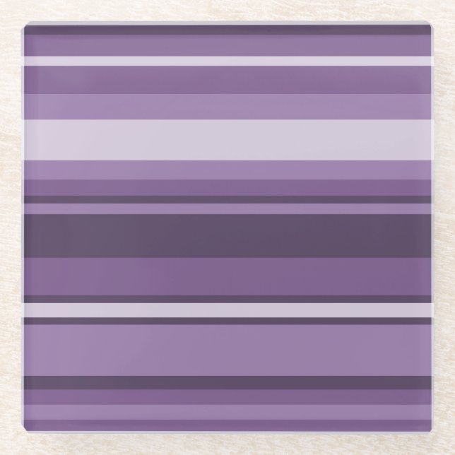 Lavender stripes glass coaster (Front)