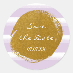 Lavender Stripes & Gold Foil Watercolor Sticker