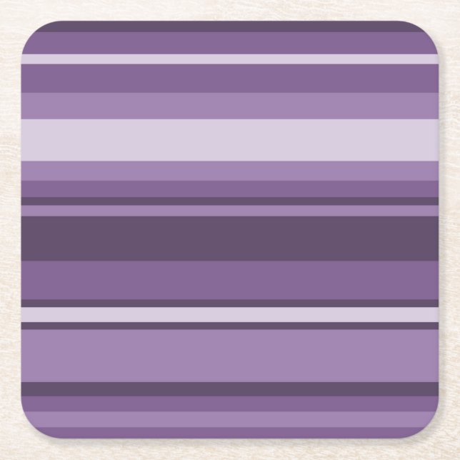 Lavender stripes square paper coaster (Front)