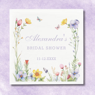 Lavender Summer Wildflowers Boho Bridal Shower  Napkin