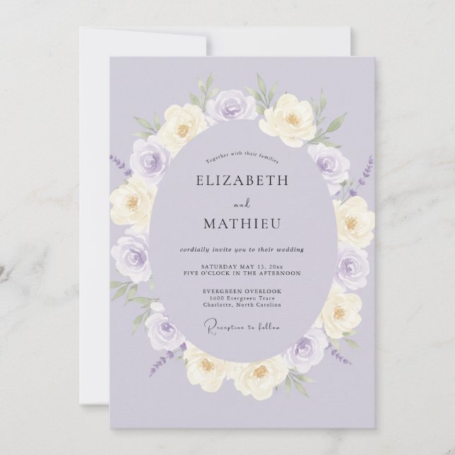 Lavender Sumptuous Floral Wedding Invitation (Front)