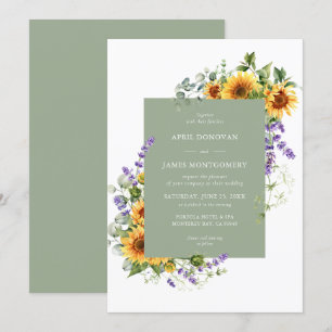 Lavender Sunflower Floral Frame Wedding Invitation