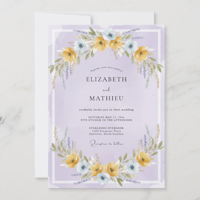 Lavender Sunlit Meadow Wedding Invitation (Front)
