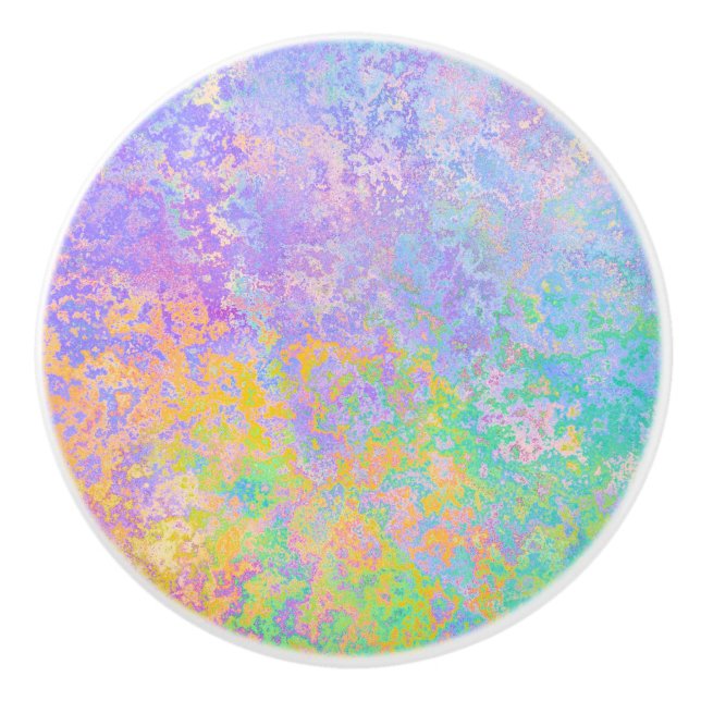 Lavender Sunrise Pastel Neon Alcohol Ink Abstract Ceramic Knob (Front)