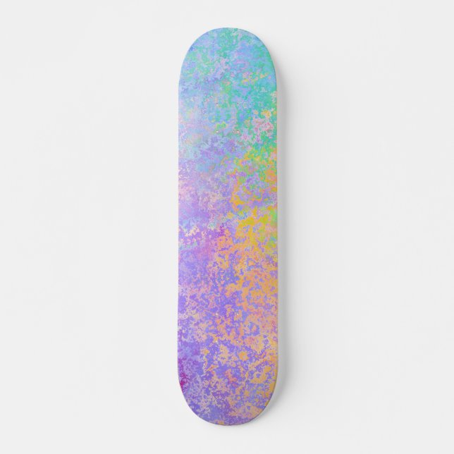 Lavender Sunrise Pastel Neon Alcohol Ink Abstract Skateboard (Front)